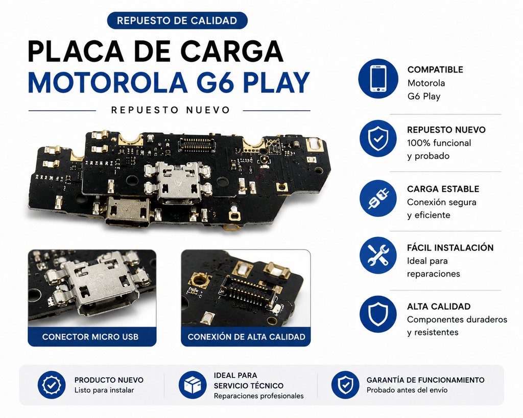 Placa de Carga Motorola Moto G6 Play XT1922 – Micro USB