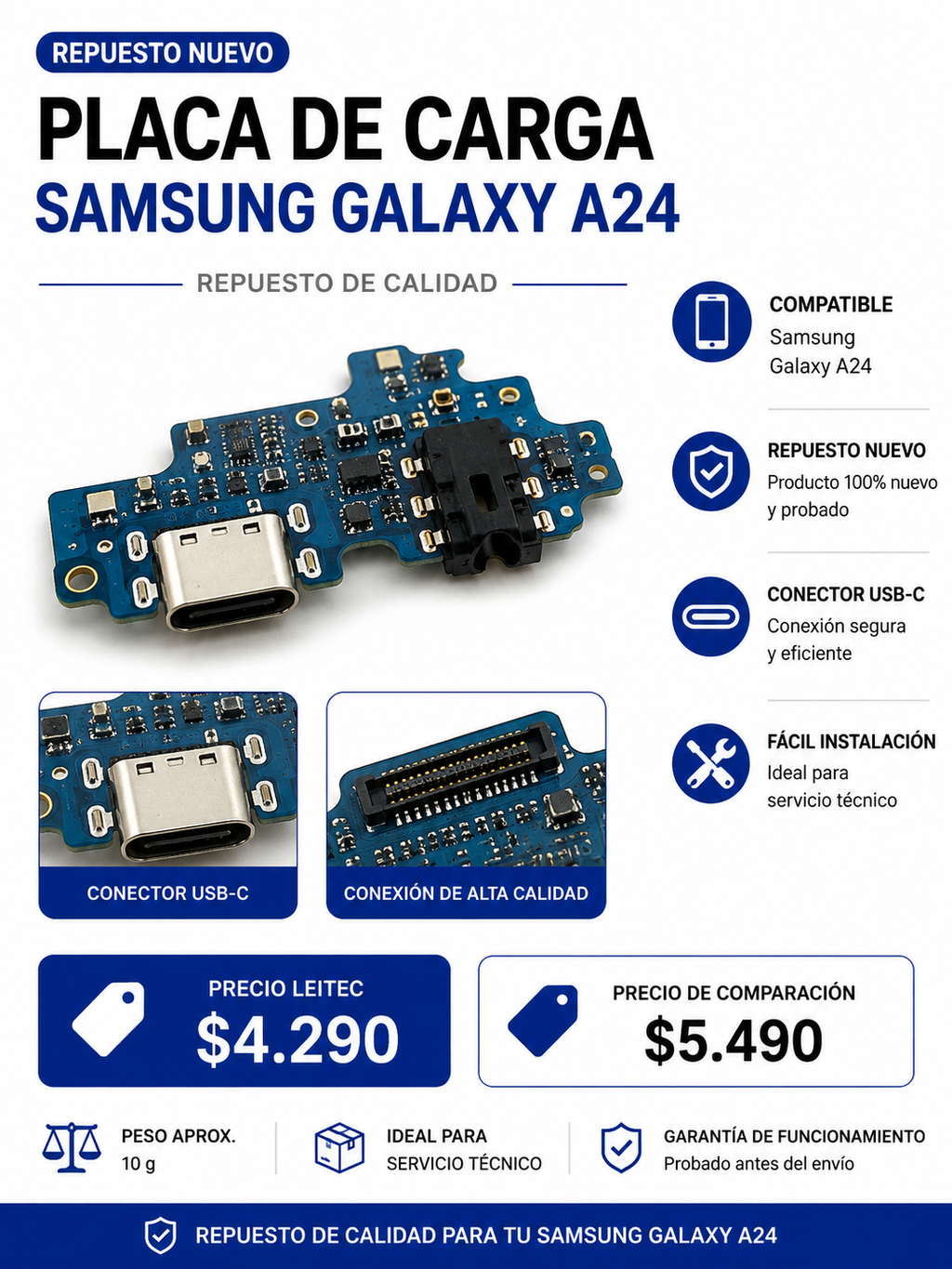 Placa de Carga Samsung Galaxy A24 4G A245 – USB-C