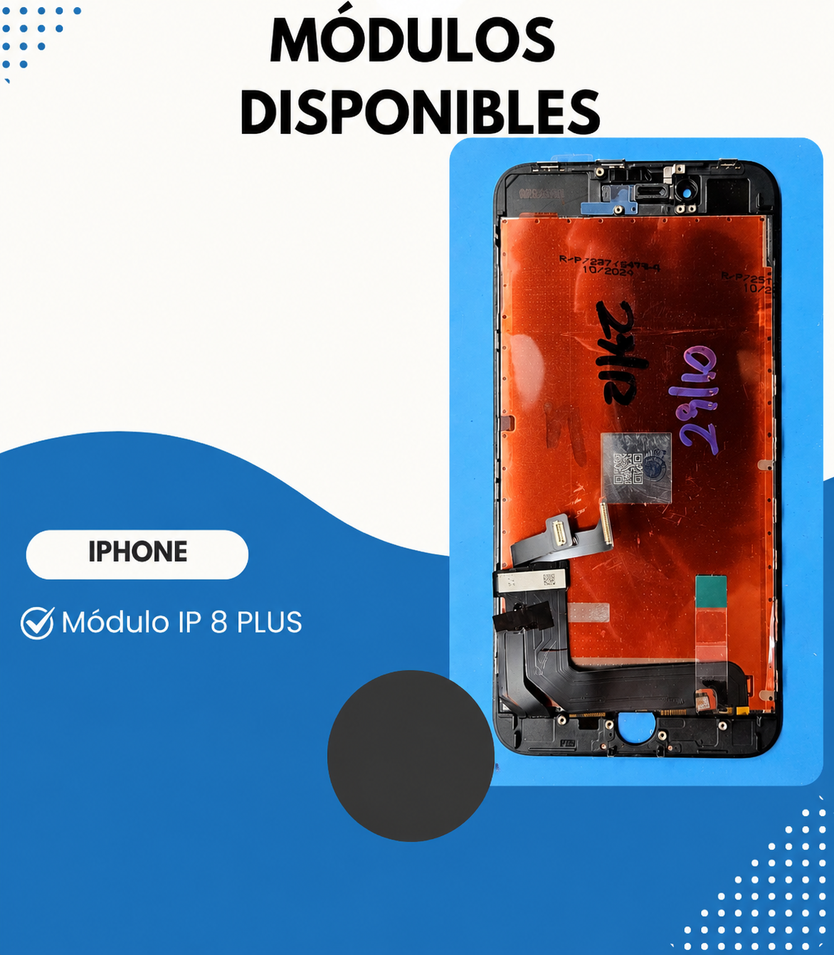 Modulo iphone 8 plus color negro Incell