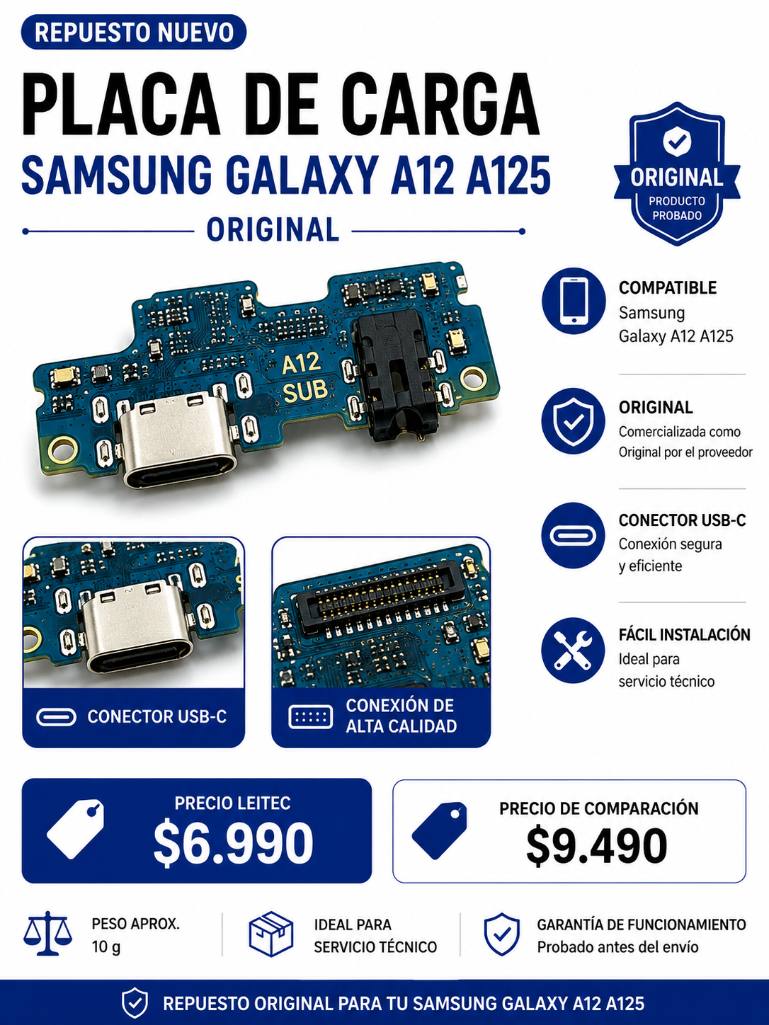 Placa de Carga Samsung Galaxy A12 A125 – Original – USB-C